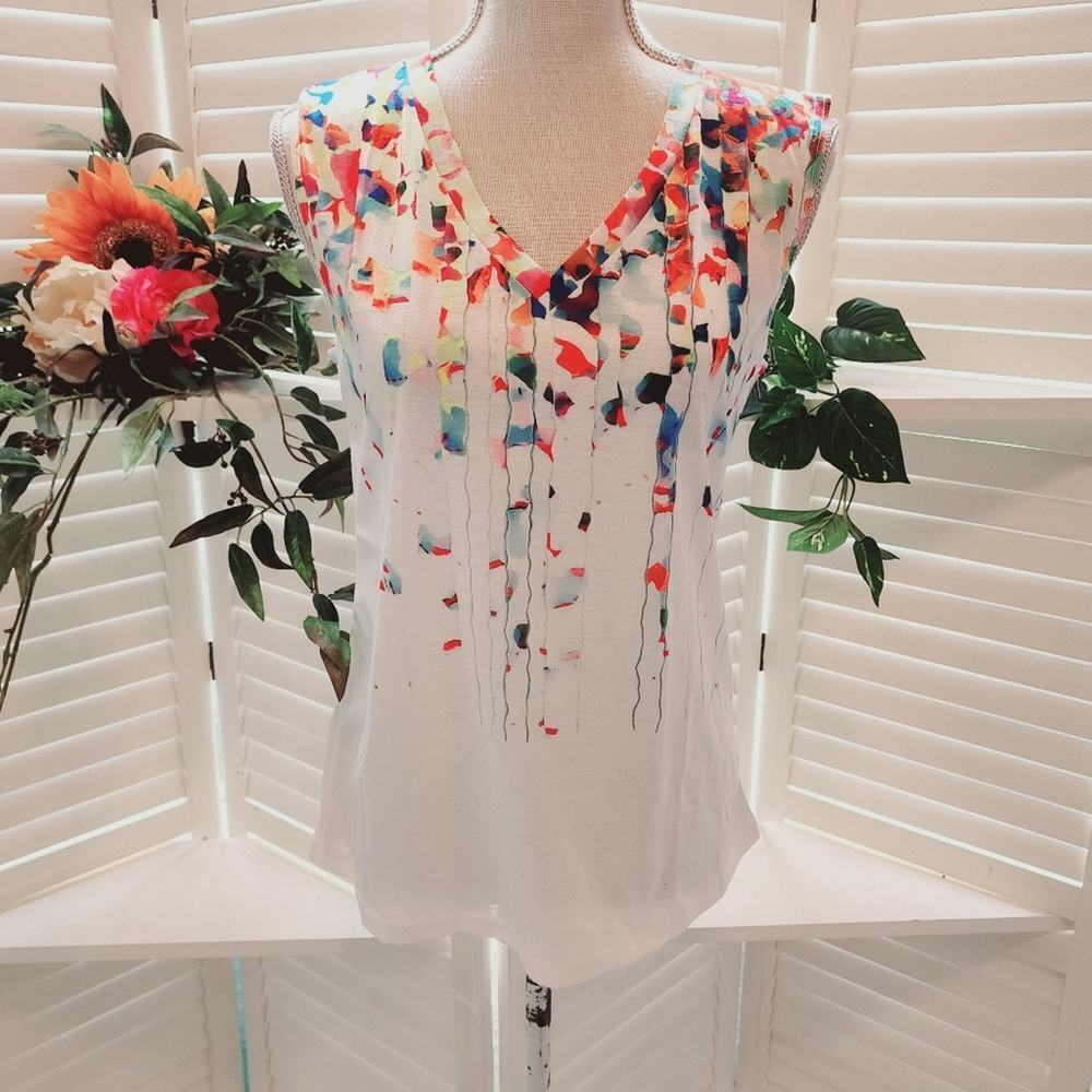FLORAL BLOOMING GEORMETRIC MULTI COLOR TANK SIZE SMALL